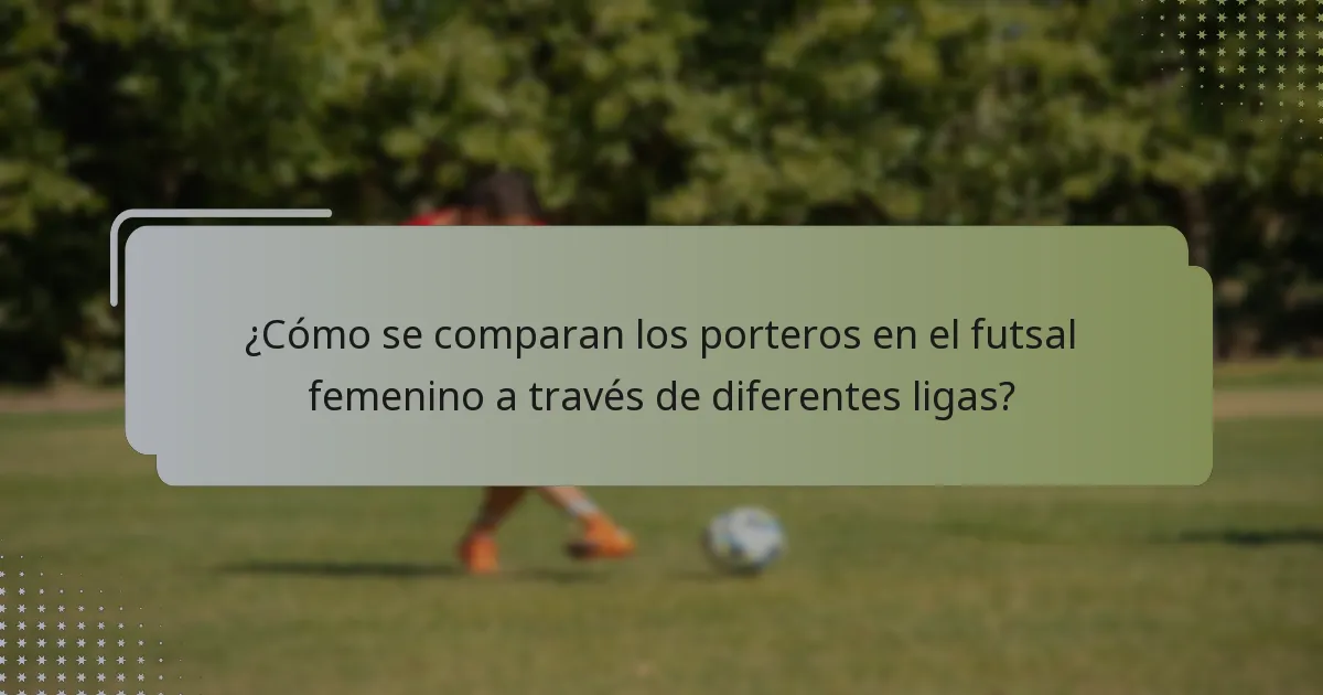 ¿Cómo se comparan los porteros en el futsal femenino a través de diferentes ligas?