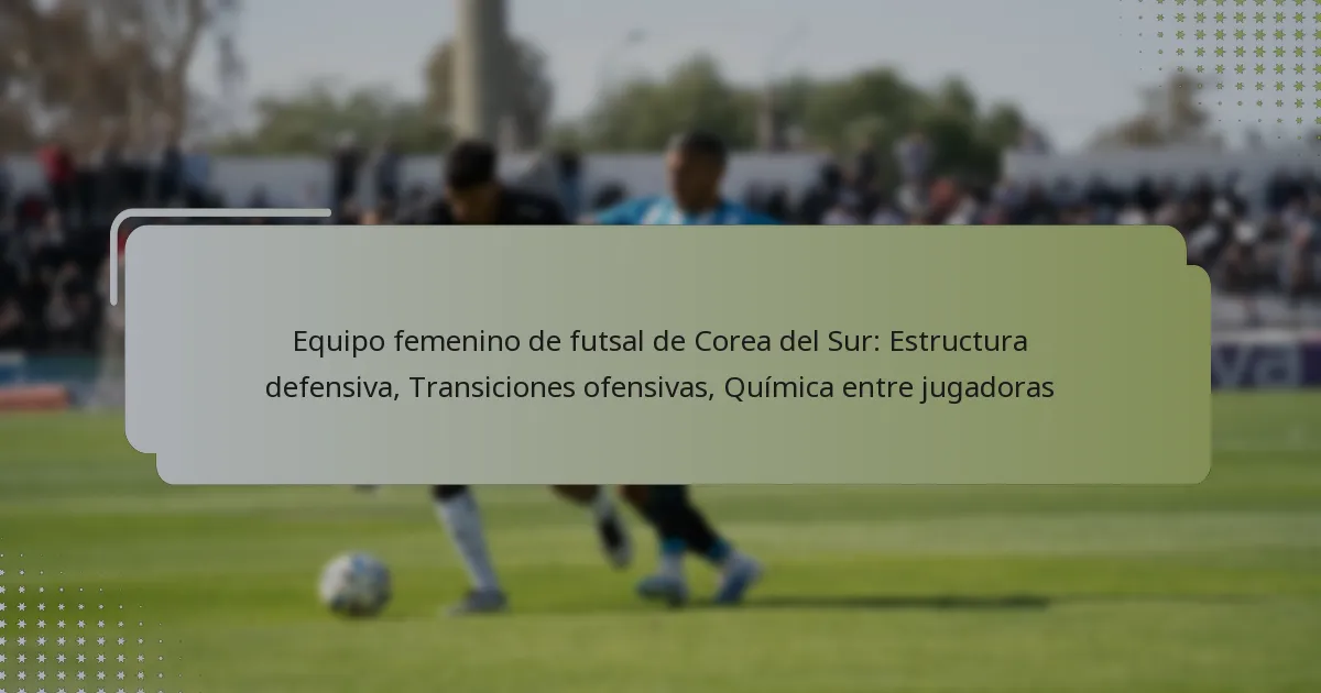 Equipo femenino de futsal de Corea del Sur: Estructura defensiva, Transiciones ofensivas, Química entre jugadoras